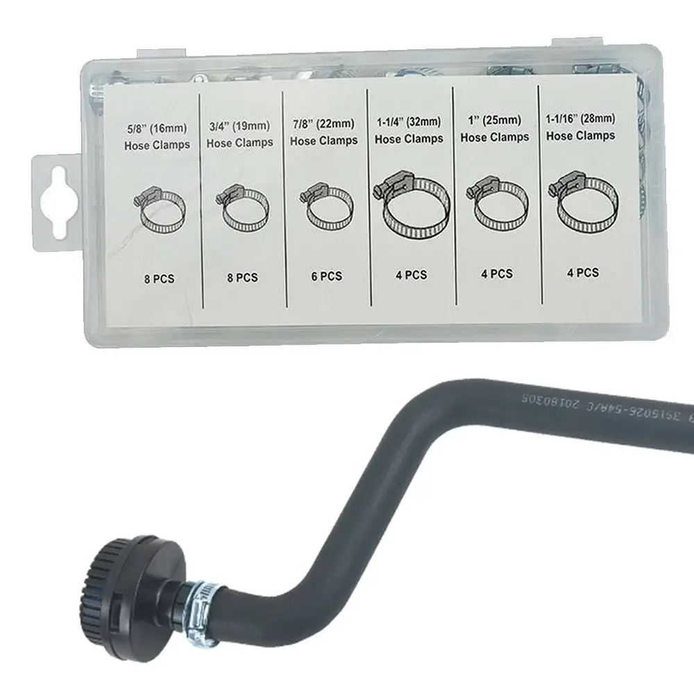 

34pcs Hose Clamp Combination Clamp Hose Carbon Steel Galvanized Sleeve Water Tap Garage Plumbing