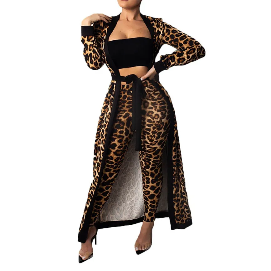 Женский костюм сексуальный женский леопардовый из трех предметов модный жилет +