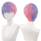 Парик для косплея BUQI для девушек, короткие искусственные челки, цвет розово-фиолетовый, 11 дюймов, для косплея, аниме вечерние Ринок и отпуска