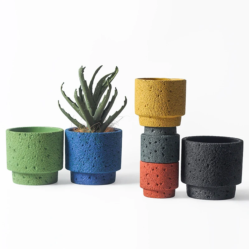 

Nordic Matte Lunar Texture Cement Succulent Flower Pot Fashion Green Plant Basin Retro Art Ornament Home Creative Gardening