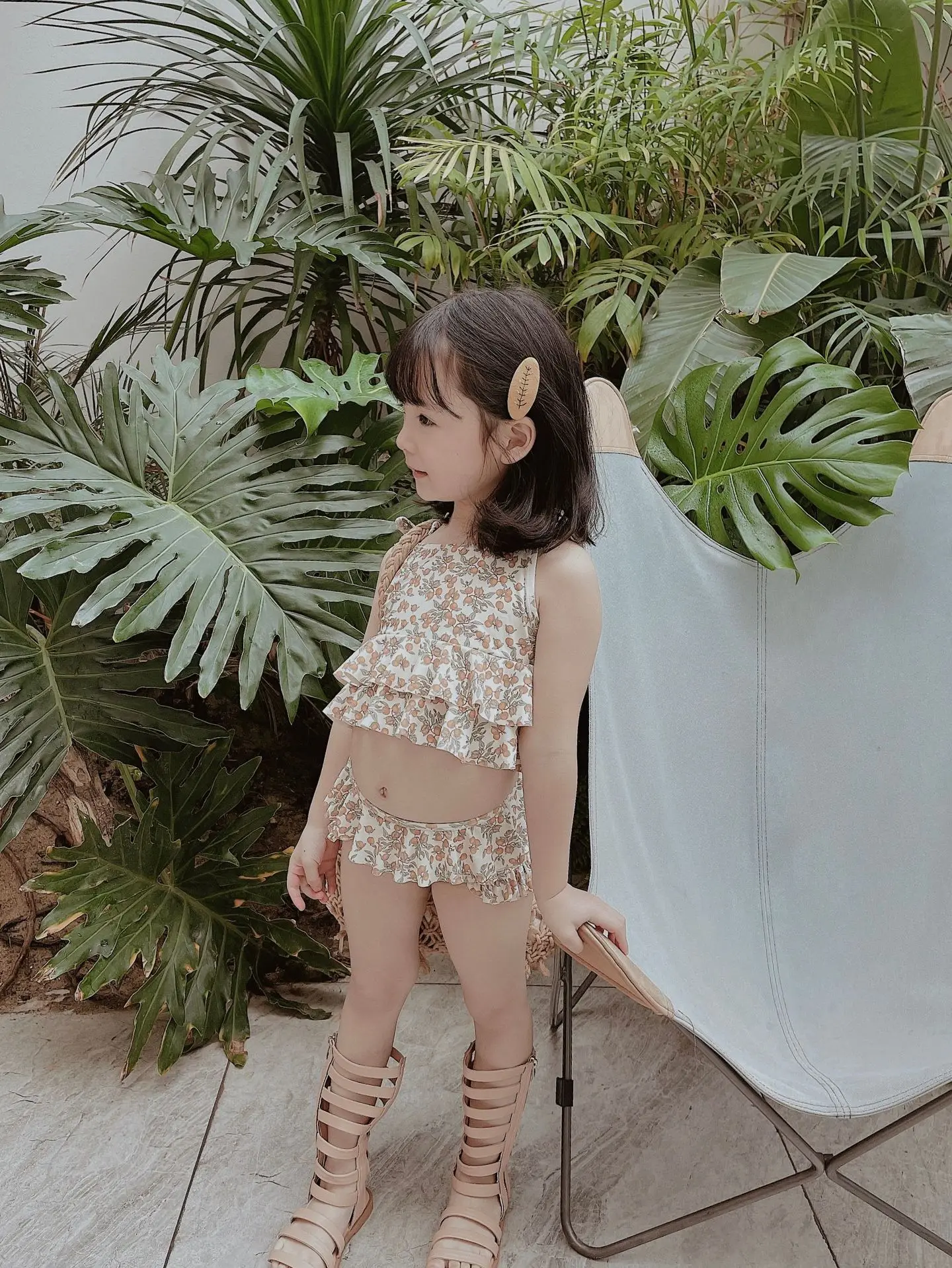 2021 Новое летнее платье для маленьких девочек Купальник с цветочным рисунком