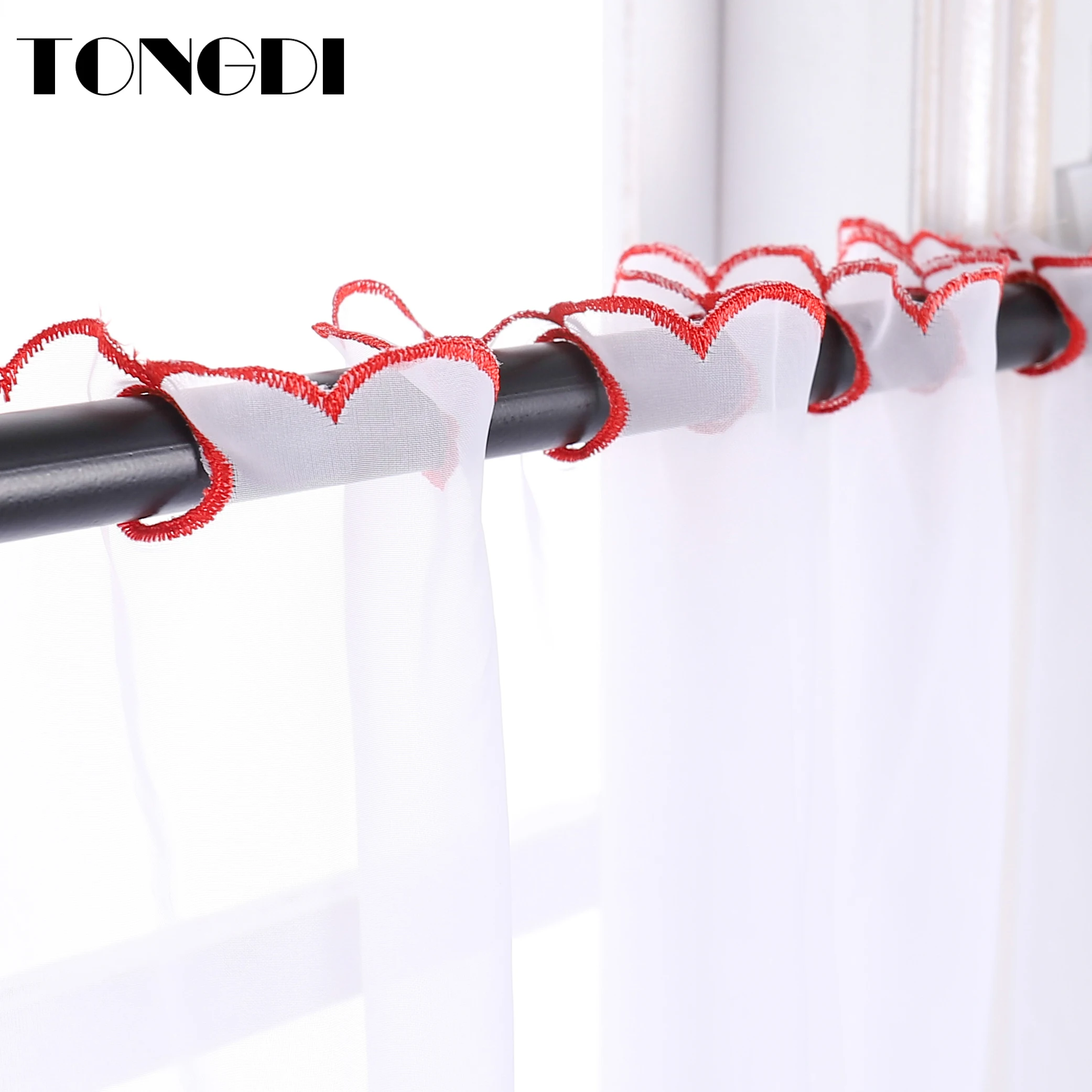 Домашние кухонные шторы TONGDI короткие яруса с вышитыми животными из белого тюля