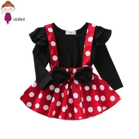 newborn girls clothes set costume polka dot suspender skirt princess girl party dress girl clothing dot print red