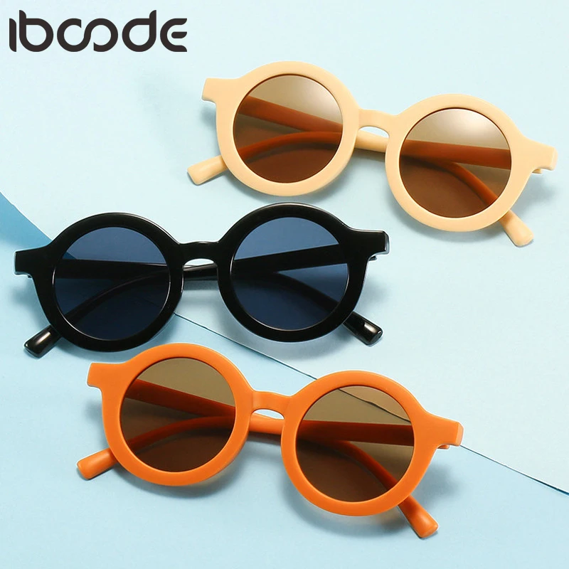 

iboode Fashion Round Frame Kids Sunglasses Boys Girls Vintage Sun Glasses UV Protection Classic Children Eyewear UV400 Shades
