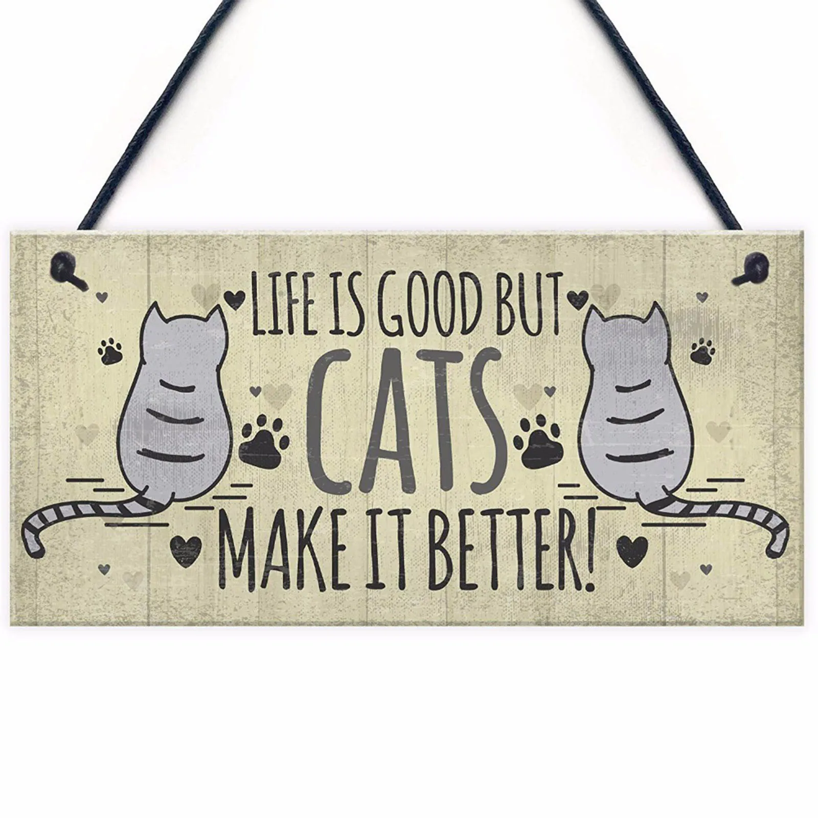 

1 Pc Wooden Signs Cats Simple Lovely New Year Christmas Wall Door Home Hanging Decoration Rectangle Rectangle Presents Gifts