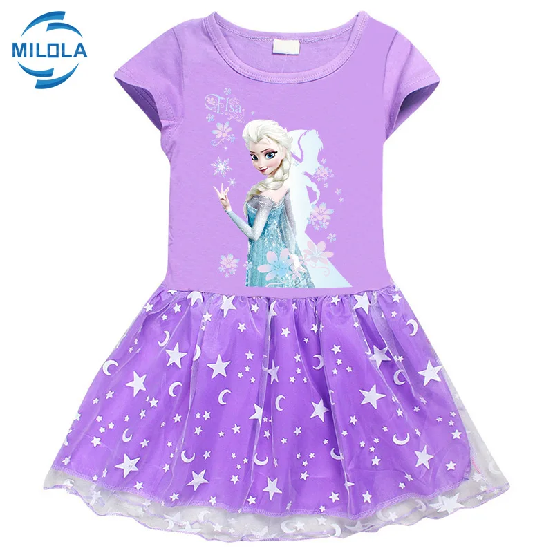 Летнее Хлопковое платье для девочек с принтом Холодное сердце | Детская одежда и