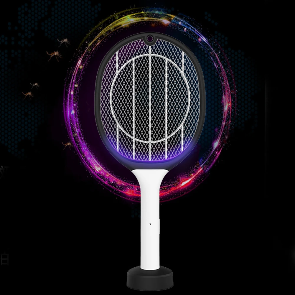 

Summer Bug Zapper Indoor Outdoor Handheld Insect Electric Mosquito Swatter Fly Home Killer Lamp USB Rechargeable Racket 2 In 1