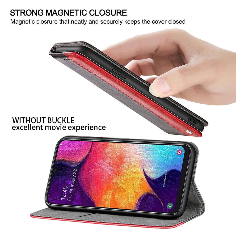 Роскошный кожаный чехол-кошелек с откидной крышкой для Samsung Galaxy A50 A70 M30 A20 A30 A40 A10 M10