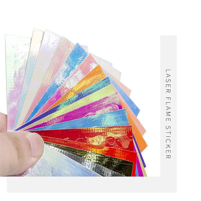 Наклейка для ногтей клейкие наклейки маникюра голографическая огненная полая