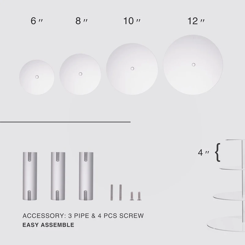 4 ярусный выставочный стенд Круглый акриловый кекс Дисплей Свадебная вечеринка