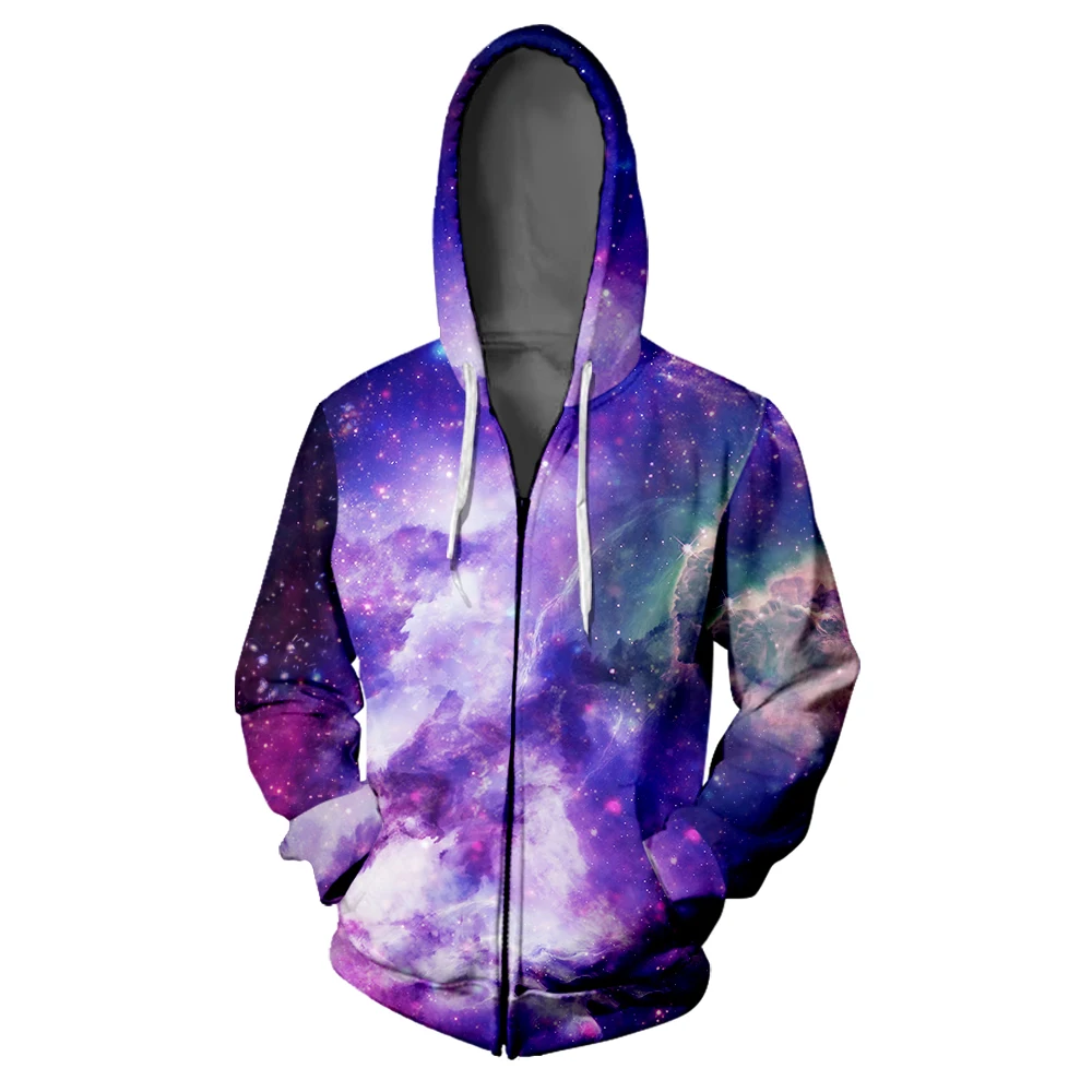 

3D Zipper Hoodie Men Sweatshirt Woman Hoodies Galaxy Starry Sky Harajuku Man Cool Zipper Sweatshirts Oversize Hip Hop Pullovers