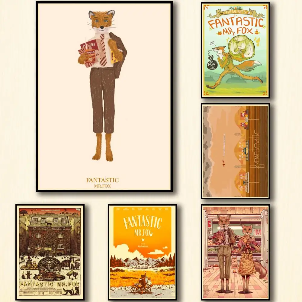

30 Designs Wes Anderson Movie The Fantastic Mr. Fox Whitepaper Poster Home Decal Art Painting Wall Sticker for Coffee House Bar
