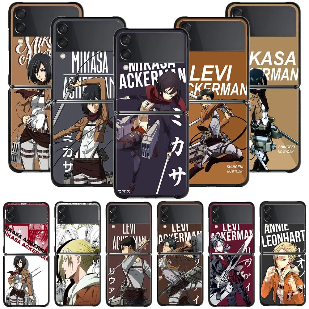 

Phone Cases For Samsung Galaxy Z Flip3 5G z flip Z Flip 3 5G Black Case Hard Cover PC Fundas Titans Attack Anime