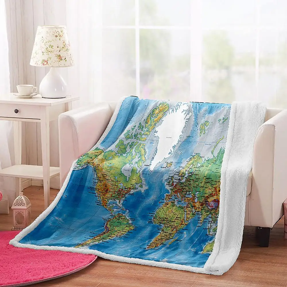 Плед Irisbell с картой мира рождественский подарок домашний декор одеяло для дивана