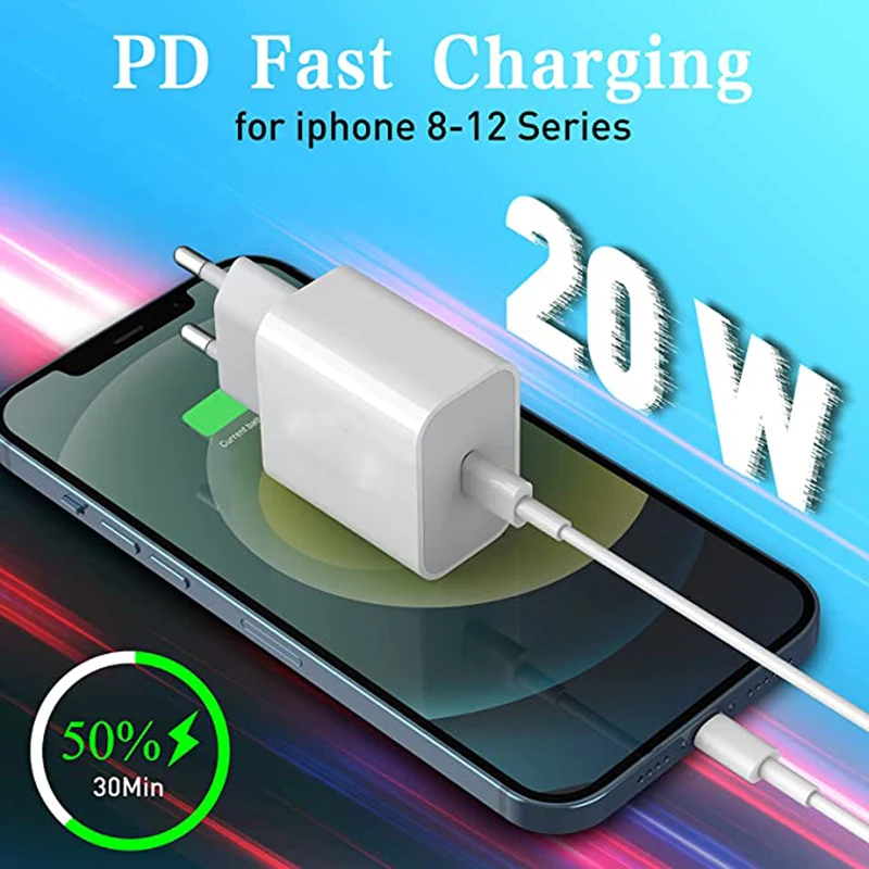 USB-C Power Adapter Charger US EU AU Plug PD QC3.0 20W/18W Smart Phone Fast Charger for iPhone 12 11 Pro Max HUAWEI Charger