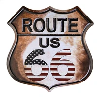 dl route 66 american flag novelty highway vintage retro wall d%c3%a9cor shield metal tin sign