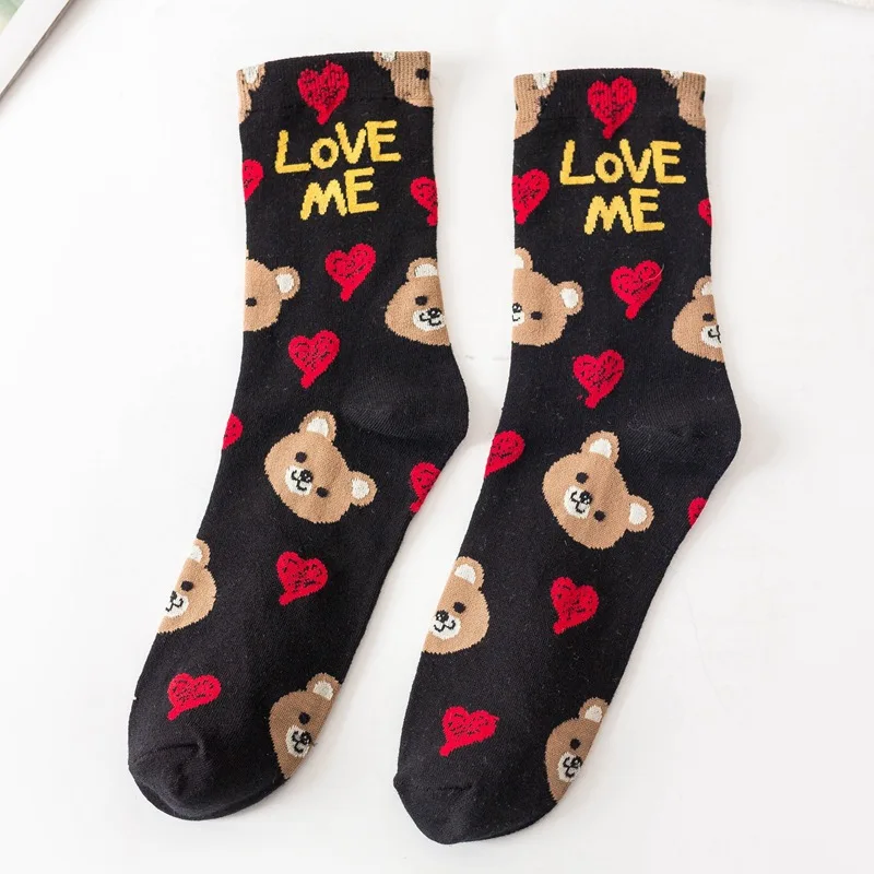 [EIOISAPRA]New Product Lovely Cartoon Harajuku Women Socks Fashion Creative Little Bear Cat Dog Kawaii Sweet Happy | Женская одежда