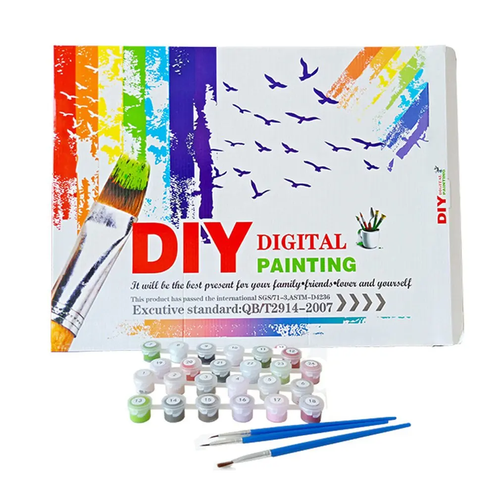 

Diy Digital Oil Painting Children Hand-painted 20*20 Cm Decorative Painting Numbers Canvas Simple Landscape