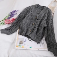 fashion autumn winter women knitted cardigan y2k short crop tops e girl loose solid single breasted kint sweater female 6 colors