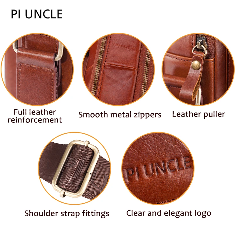 Piuncle брендовый мужской маленький портфель из натуральной кожи наплечная сумка