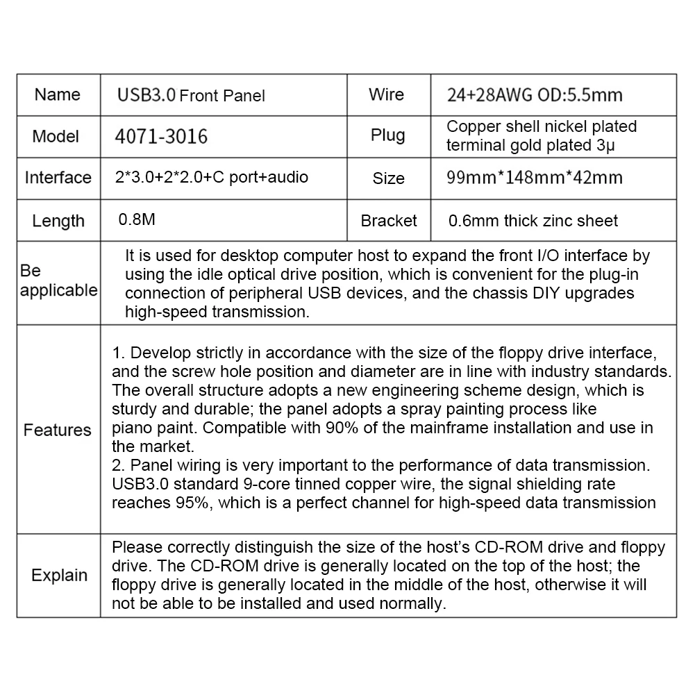 USB 2 0 3 5 мм аудио Передняя панель USB3.0 концентратор сплиттер внутренний
