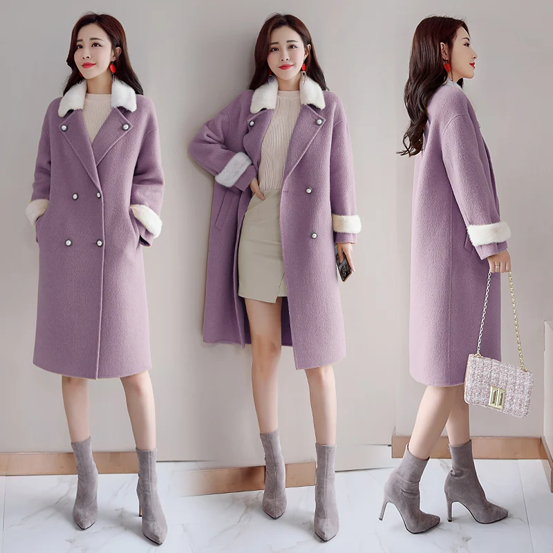 

loose Long woolen coat female autumn winter new Korean double-breasted college wind wool coat women winter coat women long coat