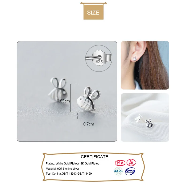 Женские серьги гвоздики Trustdavis из настоящего минималистичного стерлингового