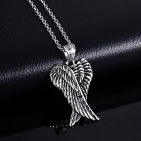 man necklace trend goth stainless steel angel wing pendant fashion vintage hip hop rock punk accessories men jewelry necklaces