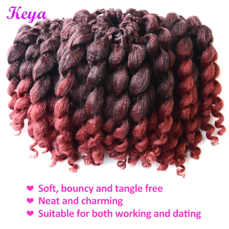 Jumpy Wand Curl 8 дюймов ямайский отскок крючком волосы 22 корня низкотемпературное