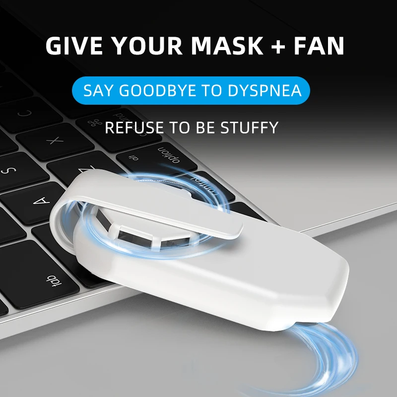 Многоразовый портативный вентилятор для маски на лицо с клипсой, воздушный фильтр с USB-зарядкой, мини-вентиляторы для выхлопных газов, Персо...