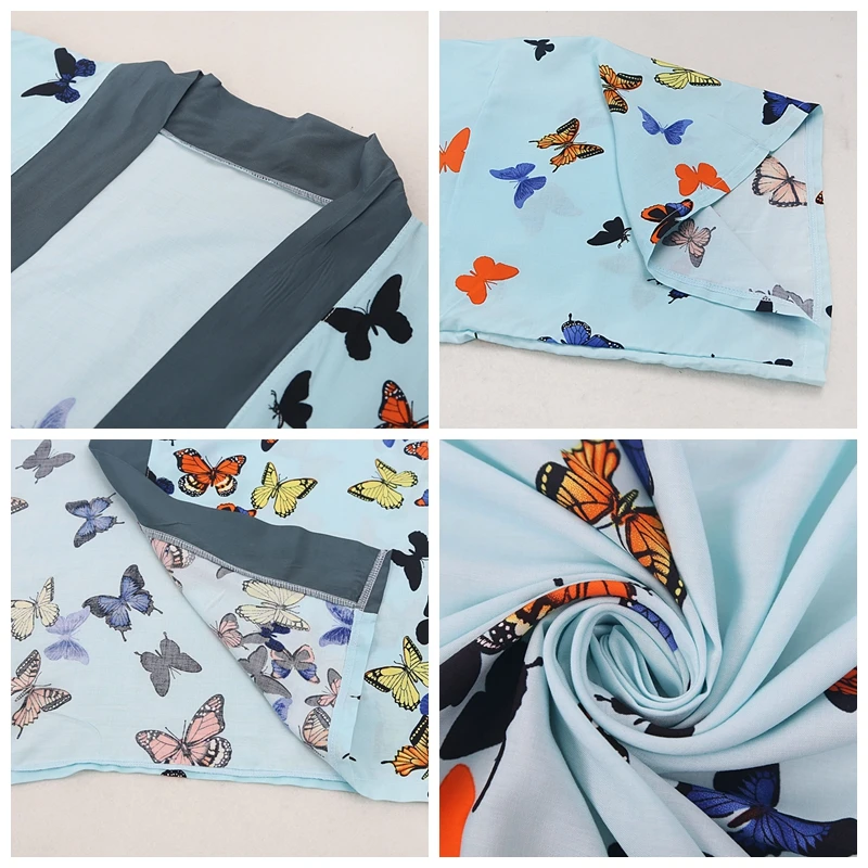 

Women's Bikini Cover Up Cotton Butterfly Print Stitching Cardigan Summer Beach Sunscreen Elegant Swimsuit Cover Up Dress Robe
