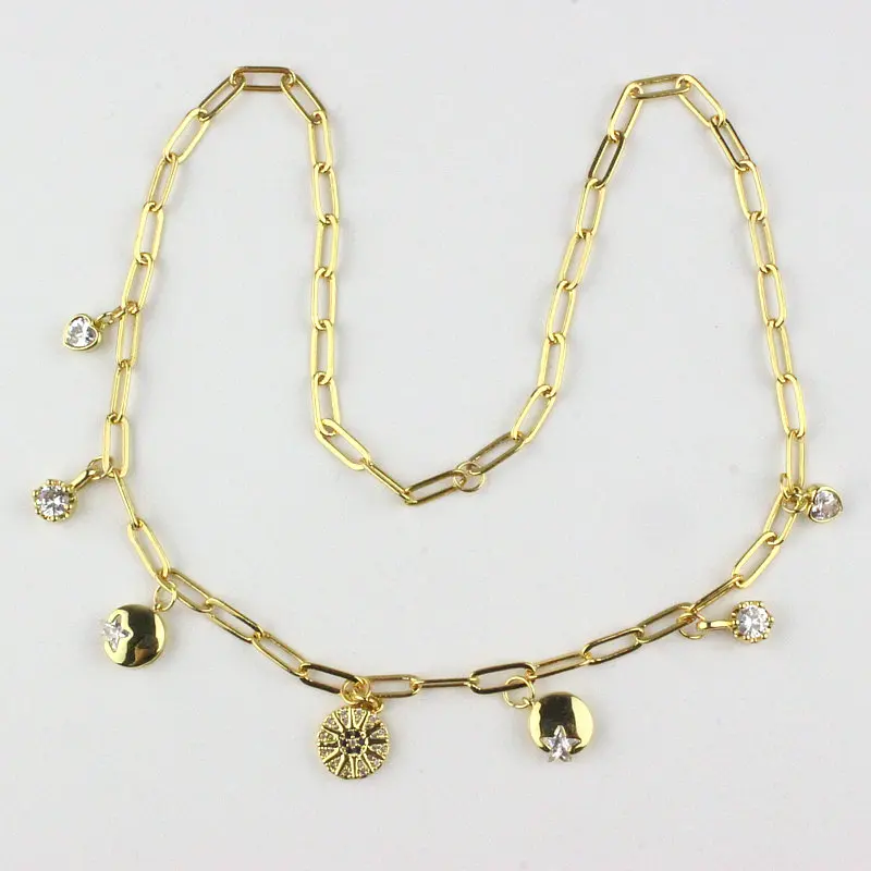 16 дюймов 5 шт./лот популярное ожерелье с разноцветным кубическим цирконием