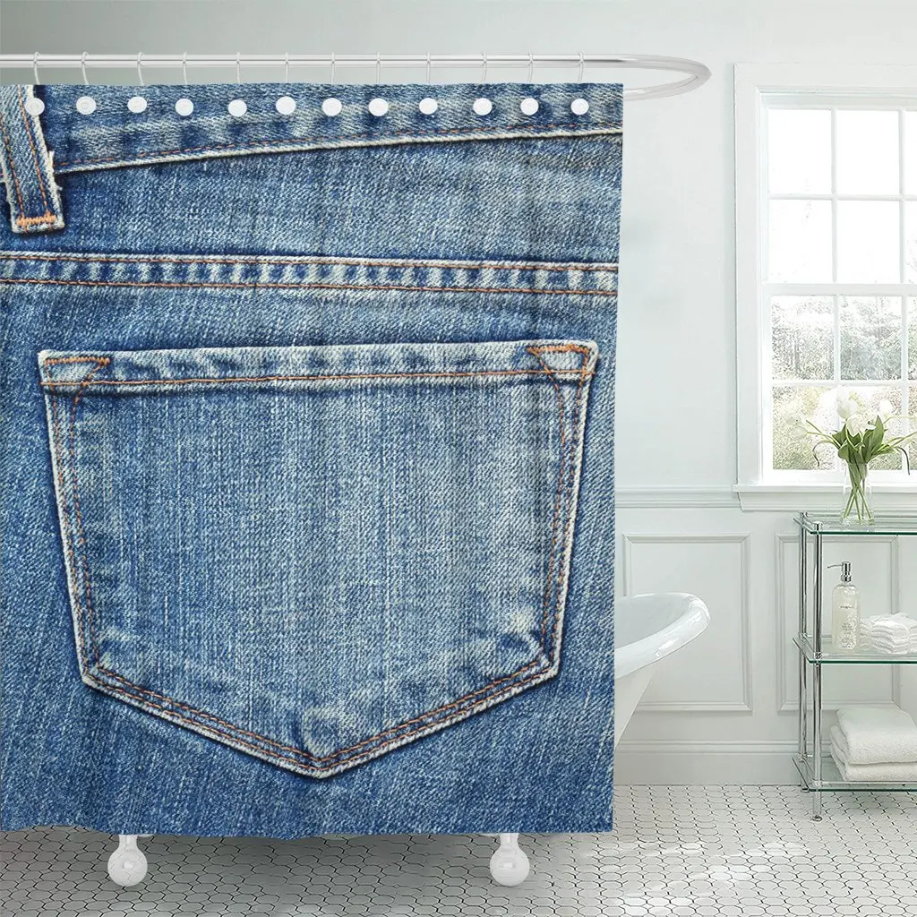 Джинсовые синие джинсы с карманом сзади занавески для душа цвета индиго в