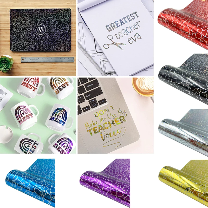 Голографический Радужный камень растрескивающийся виниловый стикер с рисунком