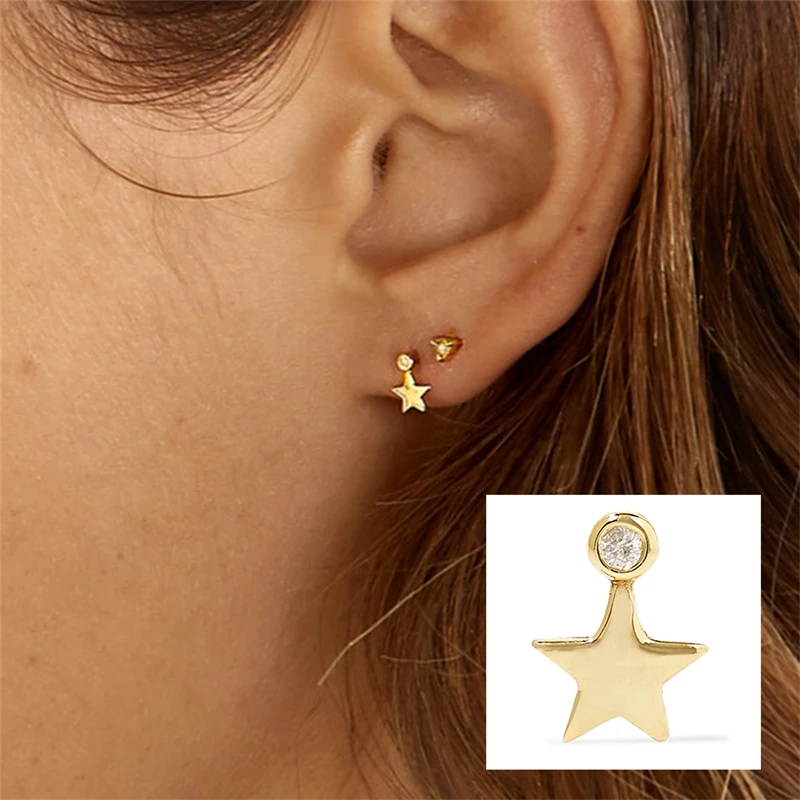 

BOAKO Pendientes Plata 925 Earrings For Women Star Moon Stud Earrings Cartilage Jewelry Ear Piercing Fast Fashion #19