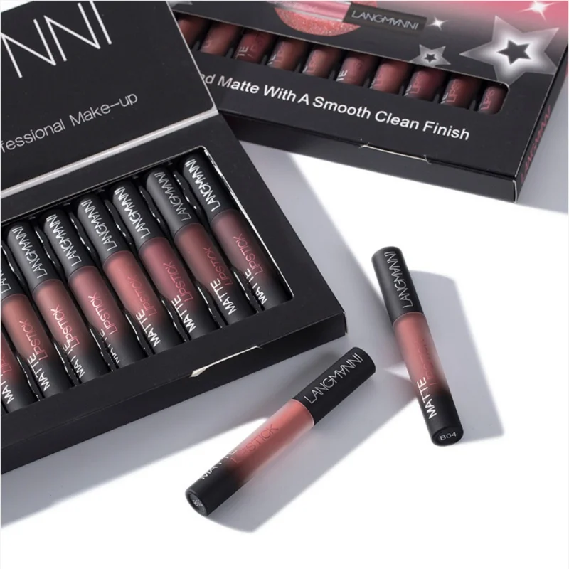 

Matte Glam Lip gloss Kit Long Lasting Waterproof lip Tint Dry Liquid Lipstick Suit Lips Makeup