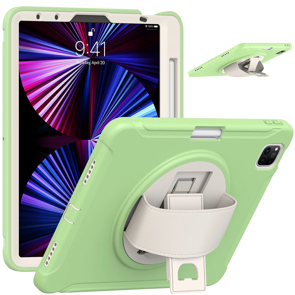 

Силиконовый чехол с держателем для карандашей и подставкой для iPad Pro 11, ударопрочный детский чехол 2022 2021 2020 + ремешок на руку