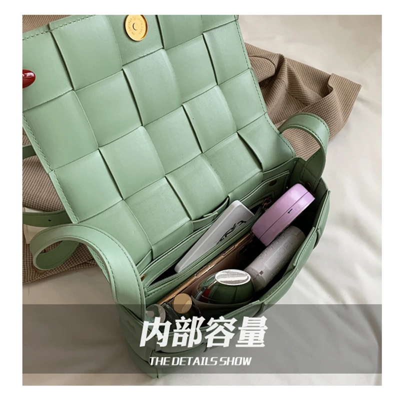 

2021 new trend leather shoulder strap bv woven bag fashion pillow bag versatile one-shoulder messenger high-quality female bag