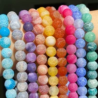 natural coloful frost cracked agates stone beads round loose spacer beads for jewelry making diy bracelet handmade 4681012mm