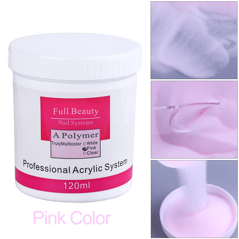 

120ml Nail Crystal Powder Clear Pink White Color Acrylic Dip Powder Dust 3D Carving Polymer Extension Manicure Decor Tips NF789-
