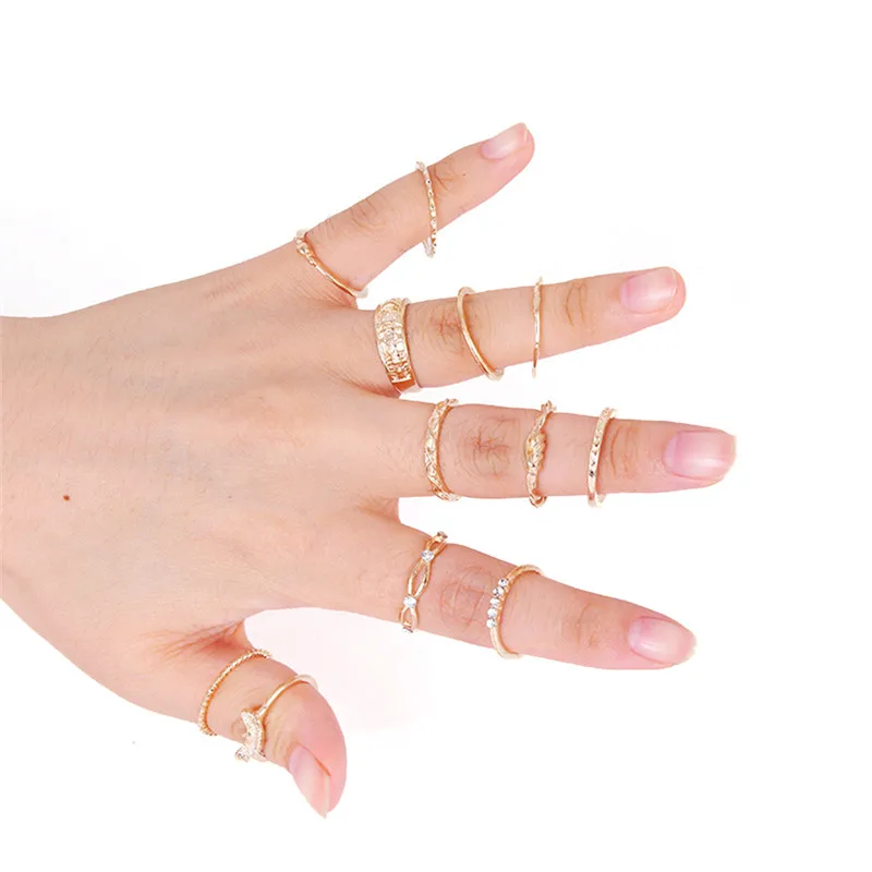 12 шт./компл. Ретро Винтажный Золотой Серебряный цвет для средней фаланги пальца