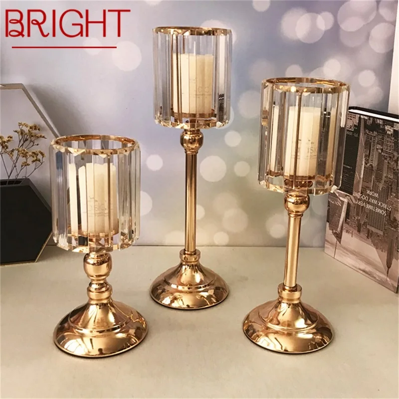 

BRIGHT Candle Table Lamp Crystal Gold Modern Retro Decoration Luxury Light For Home