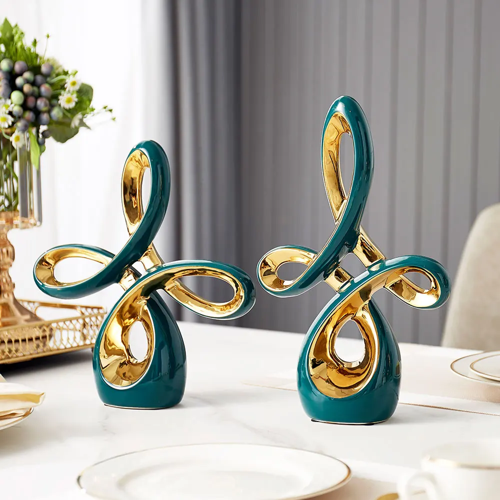 

Nordic Ceramic Abstract Art Decoration Living Room Bedroom Interior Decoration Accessories Creative Green Porcelain Carving Gift