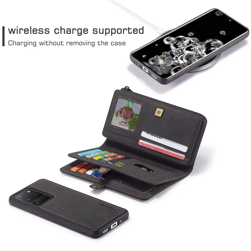 luxury zipper magnetic a52 a72 a51 a71 wallet case for samsung galaxy s21 s20 fe note 20 10 ultra plus leather removable cover free global shipping
