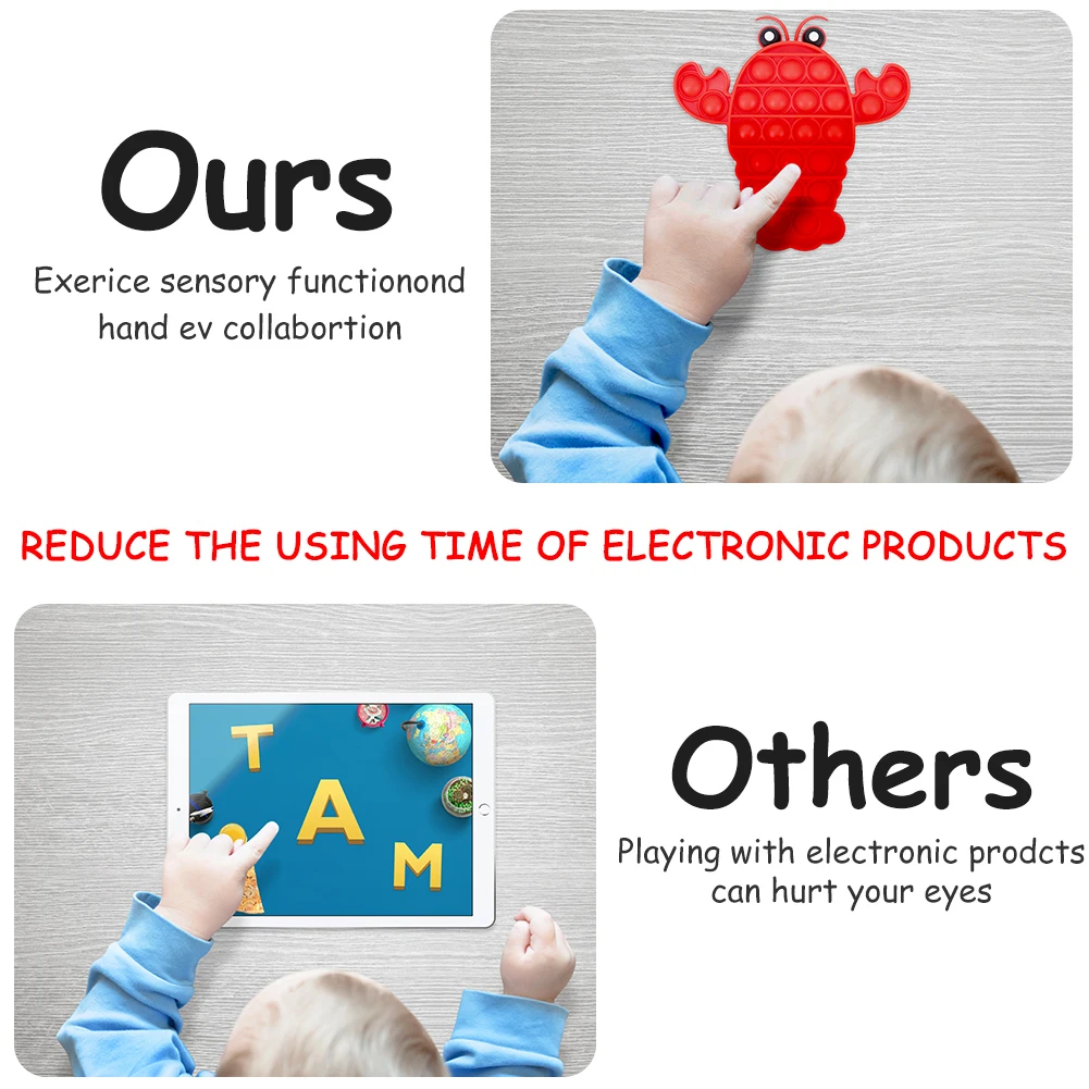 

Lobster Silicone Push Bubble Sensory Fidget Toy Autism Stress Reliever Toys Soft Squeeze Toy