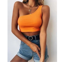 ladies sleeveless elastic camisole solid color low cut fashion sexy t shirt women