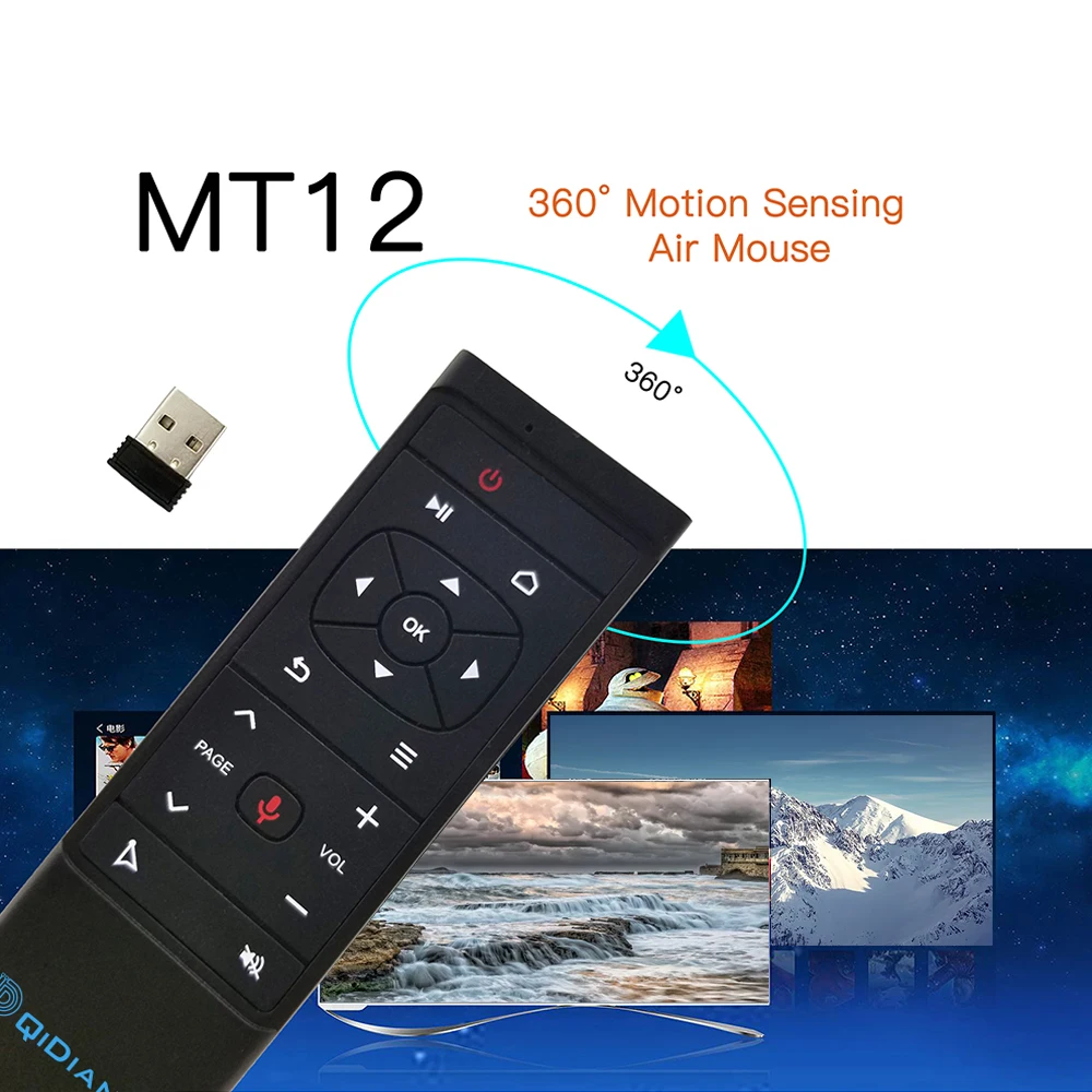 Беспроводная воздушная мышь MT12 2 4G с голосовым управлением 6 осевой смарт пульт