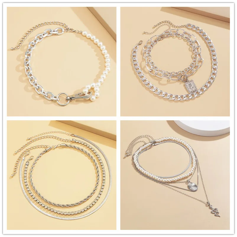 Ожерелье многослойное с жемчугом и бабочкой женское модное колье-чокер