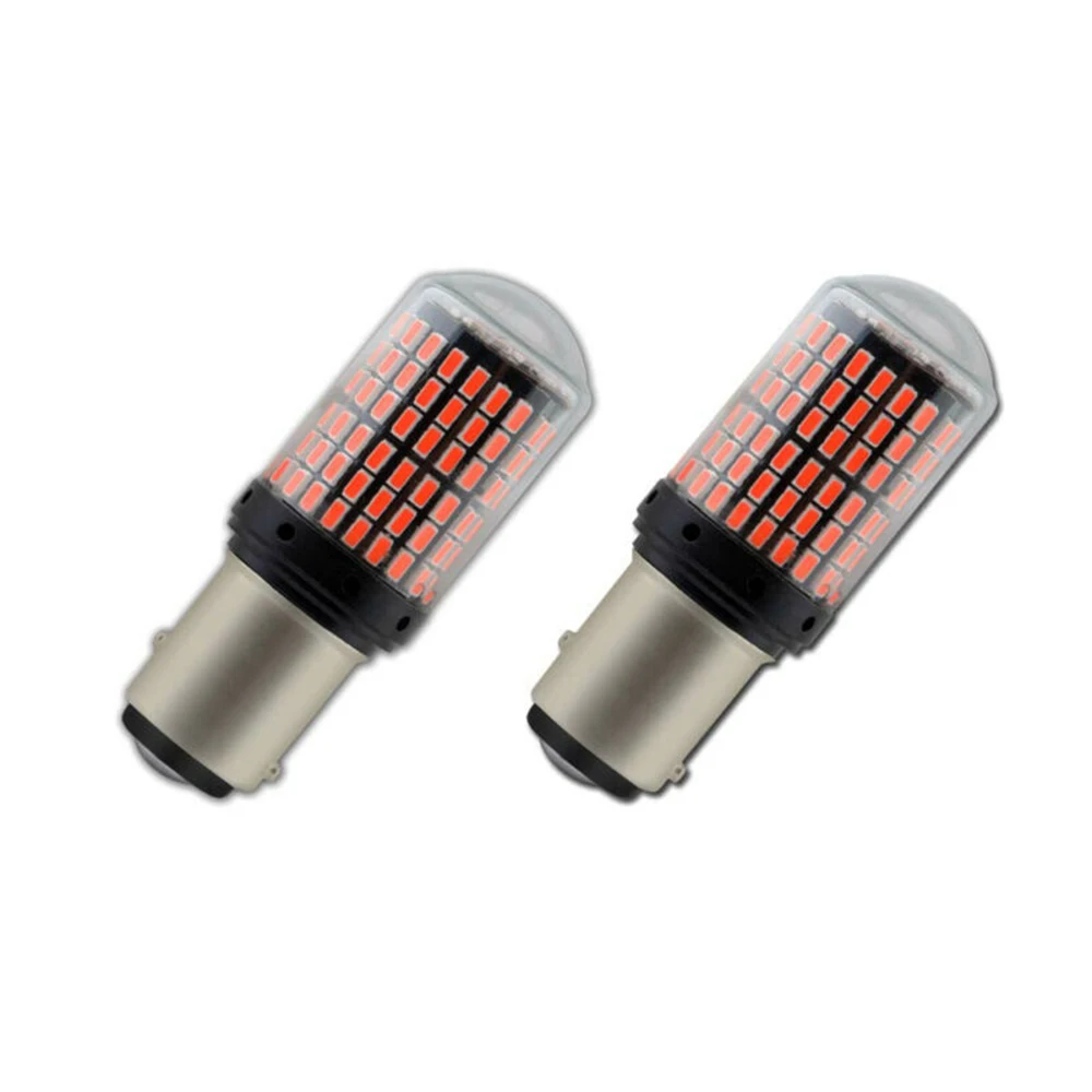

2Pcs BA15D 1157 P21W SMD 3014 LED Car Turn Signal Light Error Free Brake Lights Reversing Tail Side Marker Lamp Red