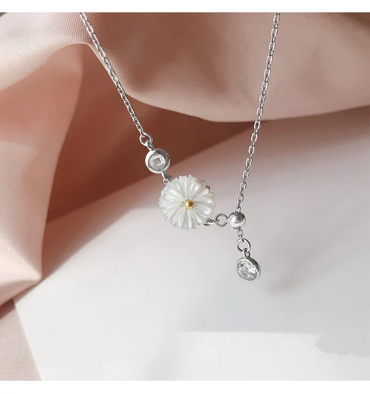 925 Sterling Silver Shell Daisy Crystal Round Charm Bracelet For Women &ampBangle Wedding Jewelry Party SL123 | Украшения и